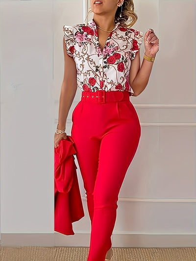 Hannah™ - Chic Ruffle-Sleeve Ensemble
