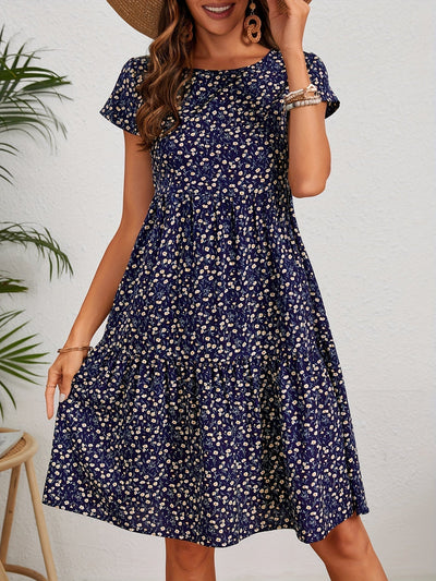 Lily™ - Floral Crew Neck Handmade Dress
