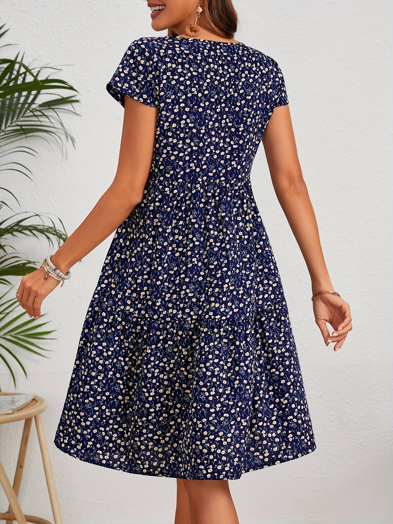 Lily™ - Floral Crew Neck Handmade Dress