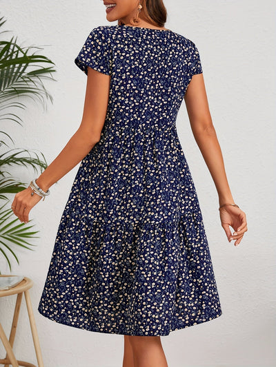 Lily™ - Floral Crew Neck Handmade Dress
