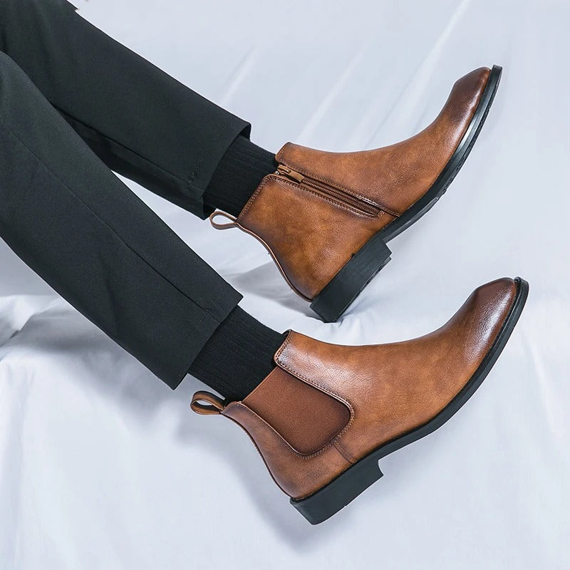 Nathan™ - Elegant Leather Chelsea Boots with Zipper