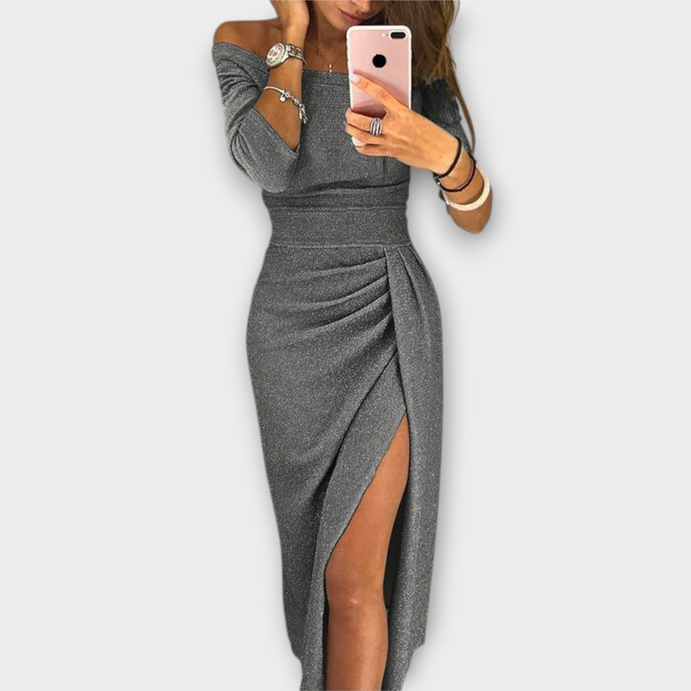 Lena™ - Elegant Off-Shoulder Dress