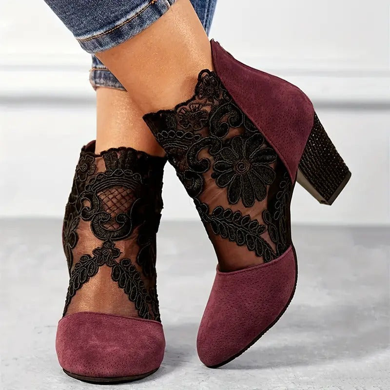 Charlotte™ - Stylish Flower Lace Heels With Handmade Details