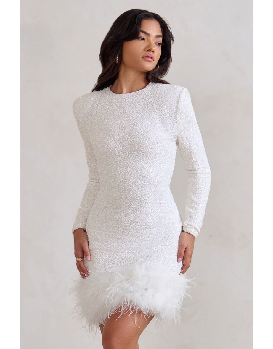 Amelia™ - Modern Sequins Feather Mini Dress