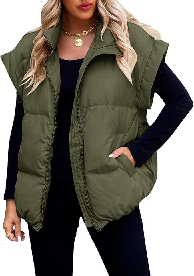 Charlotte™ - Warm Soft Puffer Plain Short Sleeve Jacket