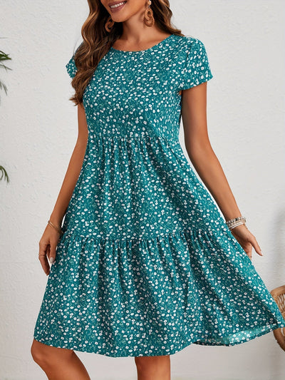 Lily™ - Floral Crew Neck Handmade Dress
