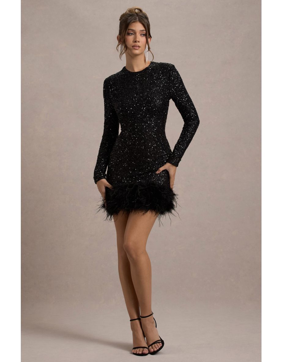 Amelia™ - Modern Sequins Feather Mini Dress