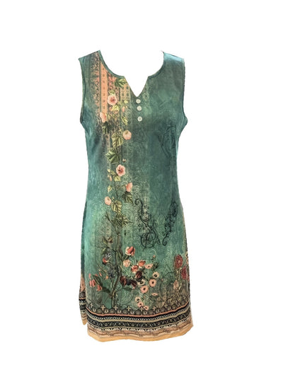 Grace™ - Floral Print Notched Handmade Dress