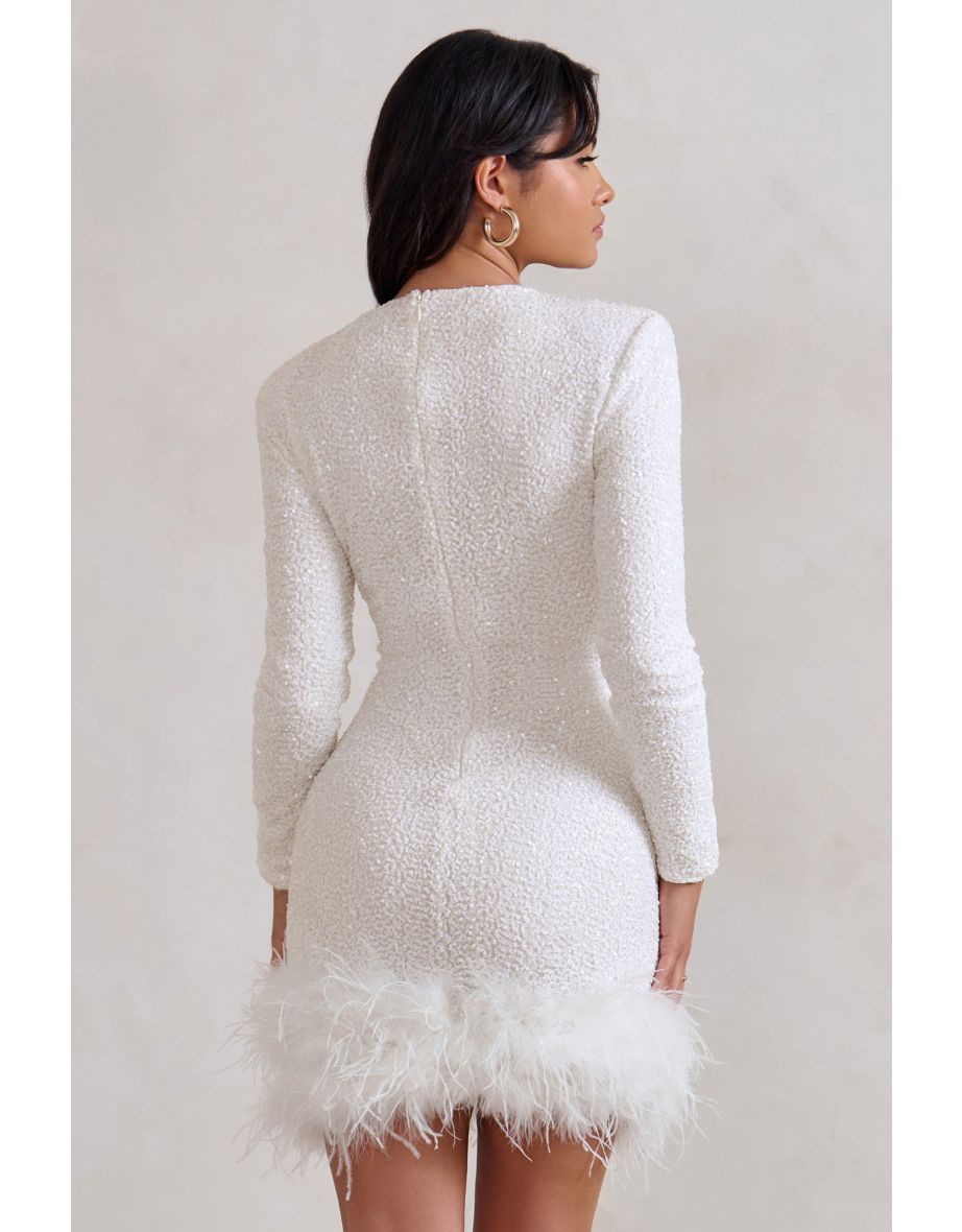 Amelia™ - Modern Sequins Feather Mini Dress