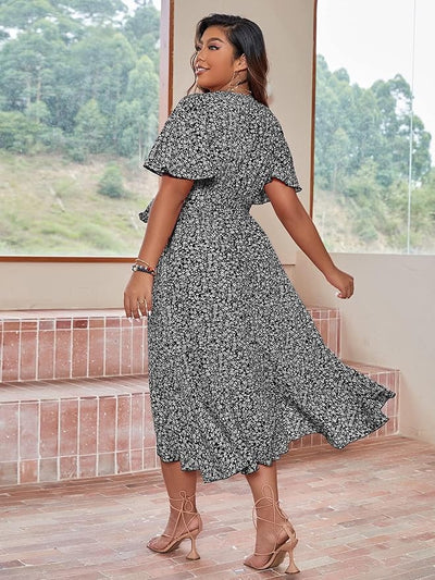 Aubrey™ - Elegant Floral Midi Dress
