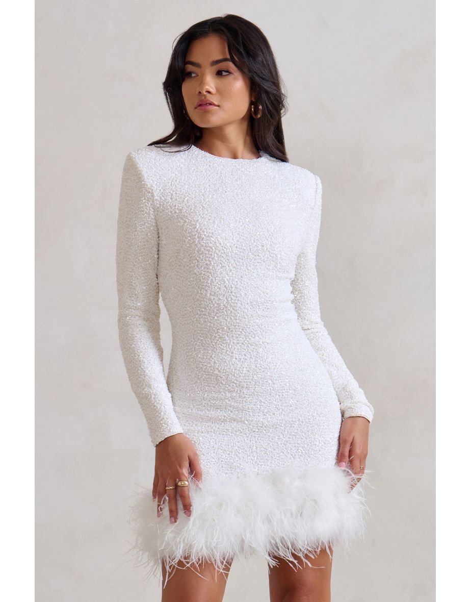 Amelia™ - Modern Sequins Feather Mini Dress