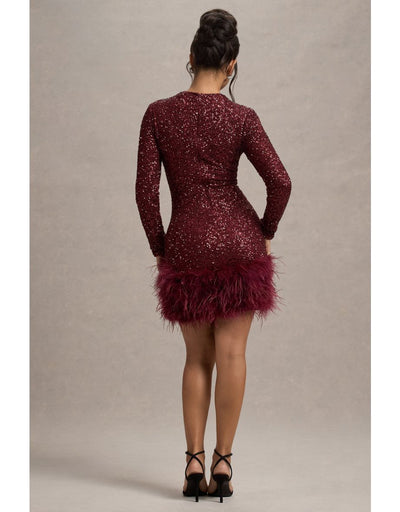 Amelia™ - Modern Sequins Feather Mini Dress