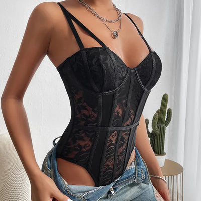 Peyton™ - Embroidered Corset Bodysuit