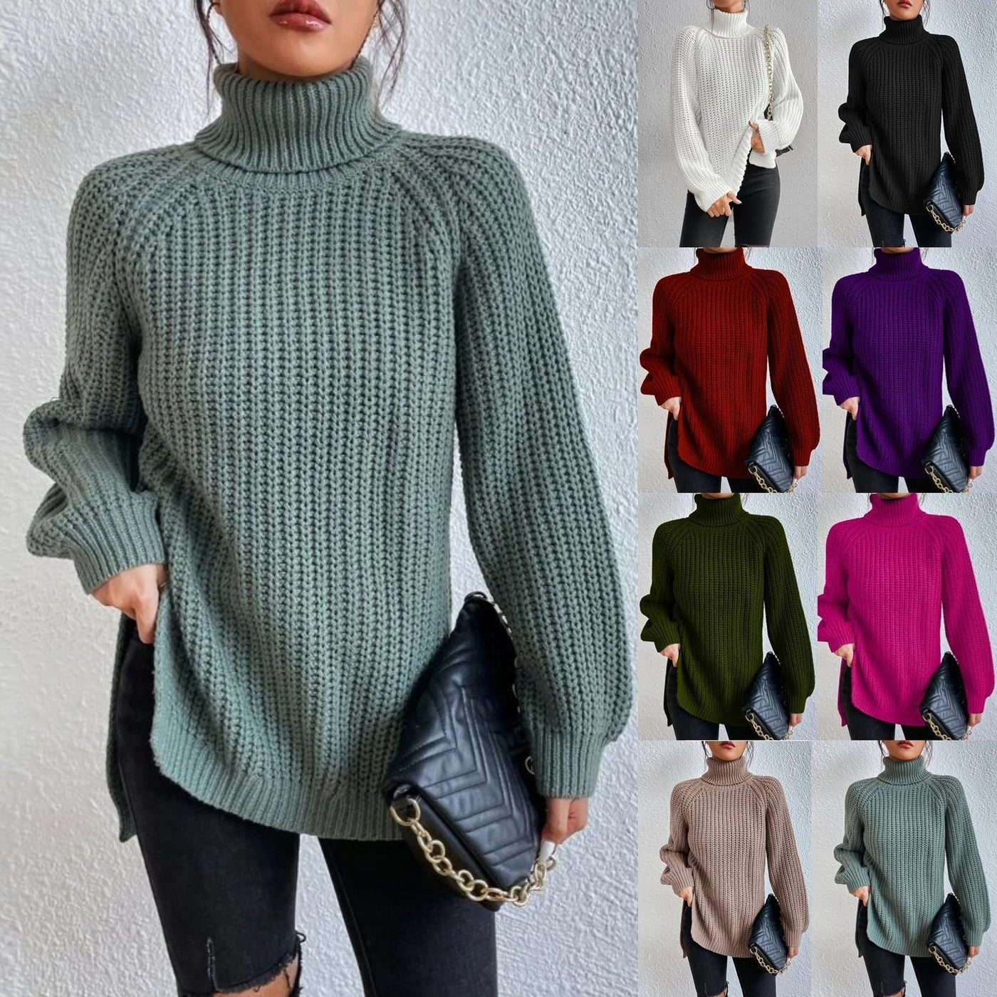 Mia™ - Comfortable Knit Turtleneck Long Sweater