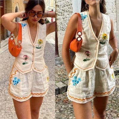 Riley™ - Casual Vest Shorts Set