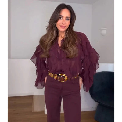 Lina™ - Chic Semi Sheer Blouse