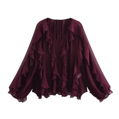 Lina™ - Chic Semi Sheer Blouse