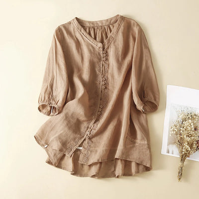 Mia™ - Boho Linen Blouse