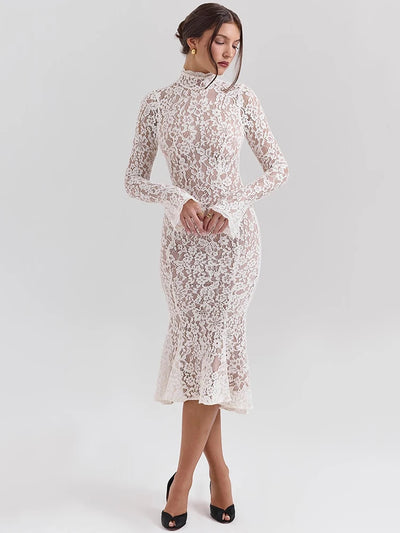 Riley™ - High Neck High Waist Lace Bodycon