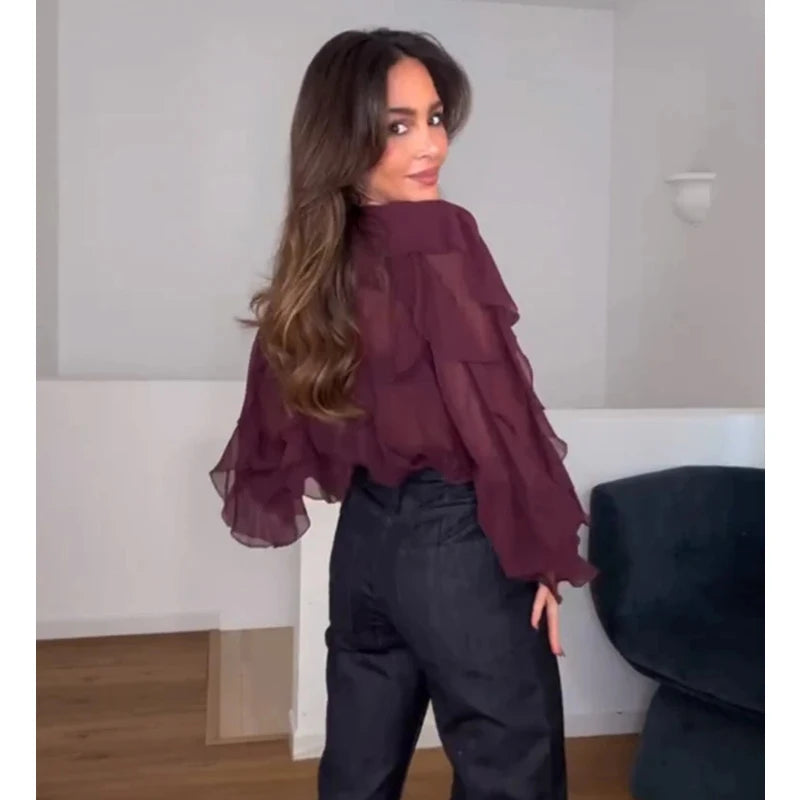 Lina™ - Chic Semi Sheer Blouse