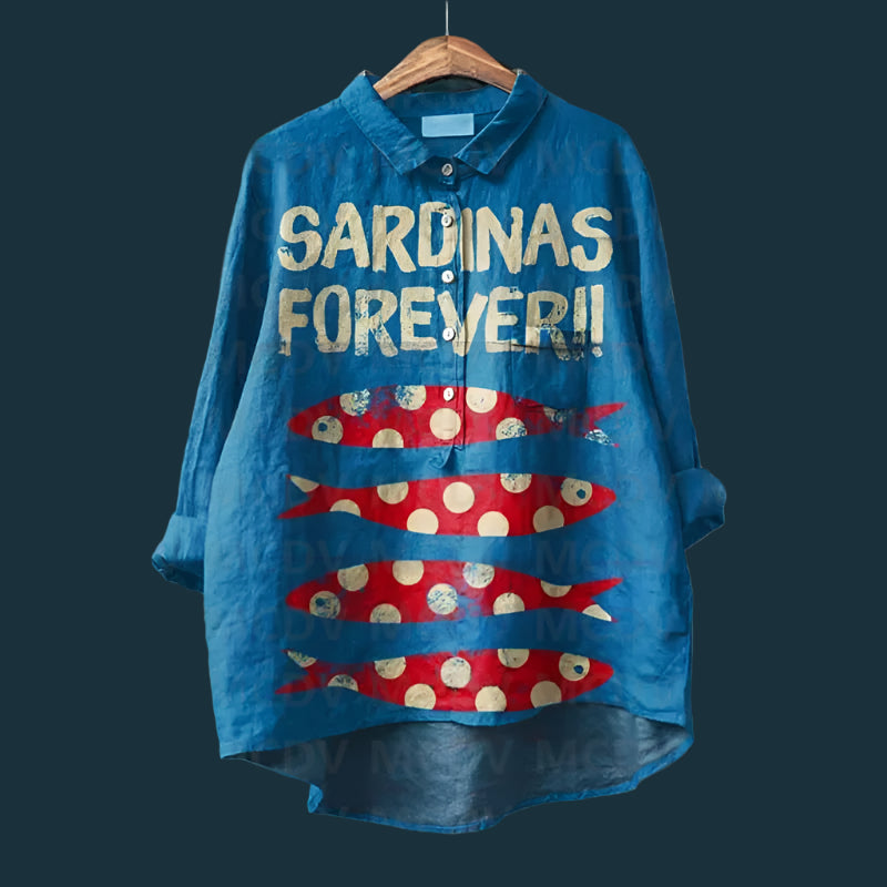 Lina™ - Comfortable Vintage Fish Print Shirt
