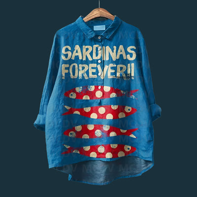 Lina™ - Comfortable Vintage Fish Print Shirt