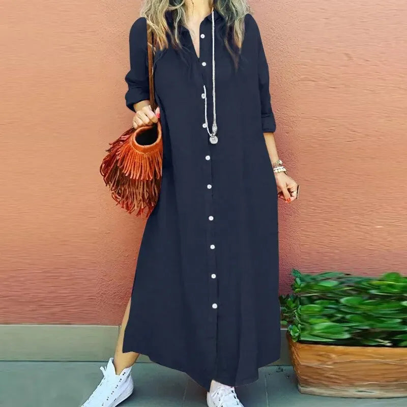 Harper™ - Soft Linen Shirt Dress