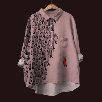 Lina™ - Comfortable Vintage Fish Print Shirt