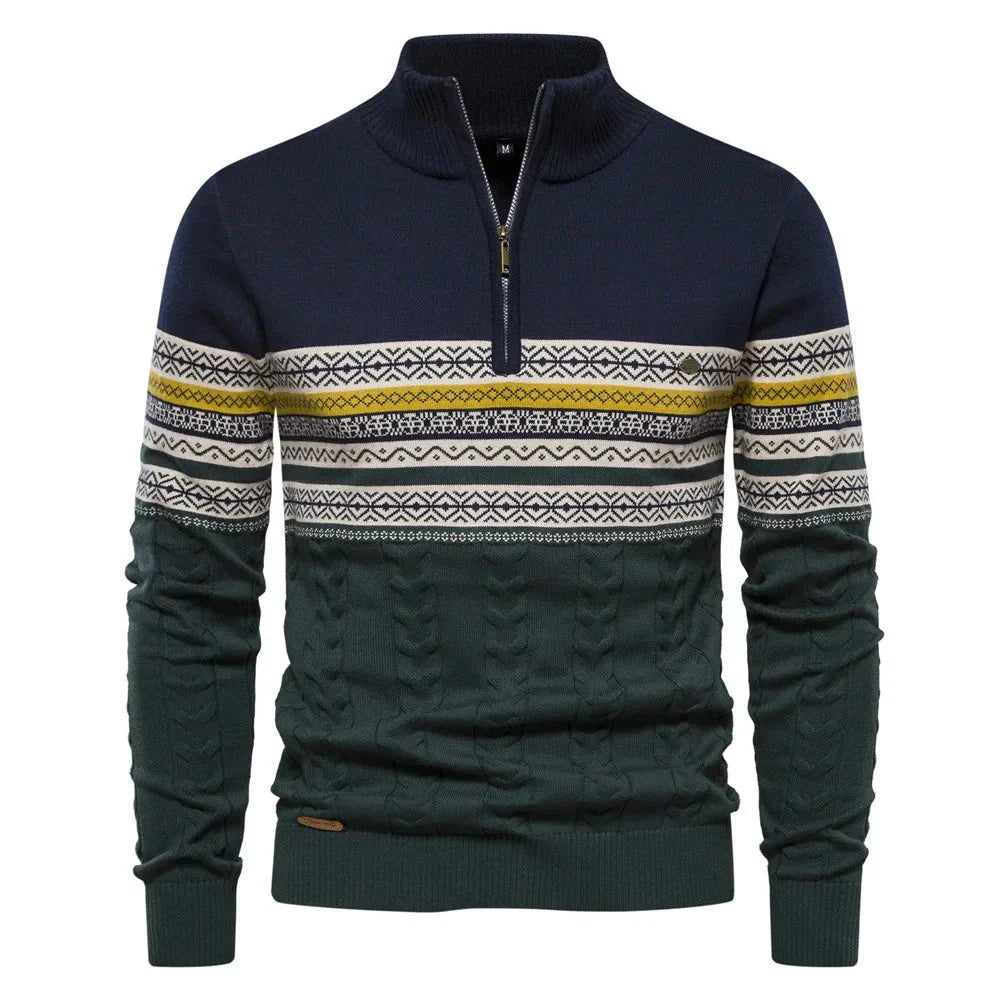 Henry™ - Stylish Fair Isle Half Zip Sweater