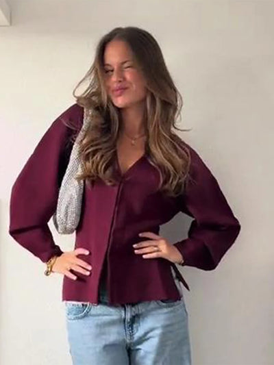 Peyton™ - Casual V-neck Long Sleeve 2 Pieces Set