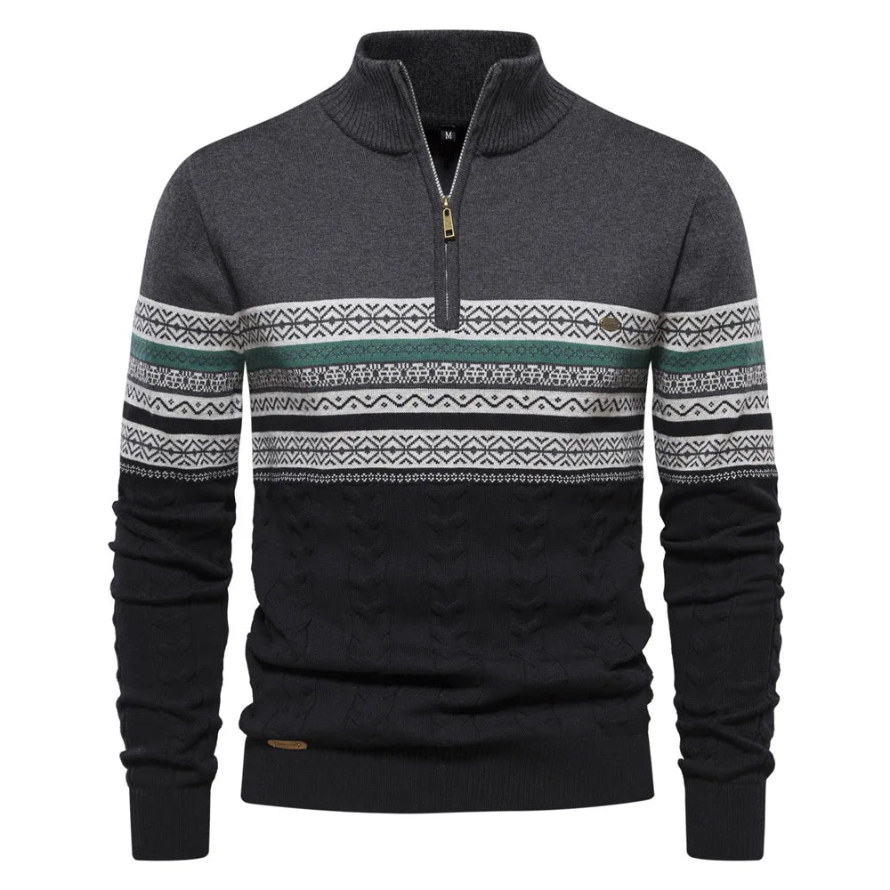 Henry™ - Stylish Fair Isle Half Zip Sweater