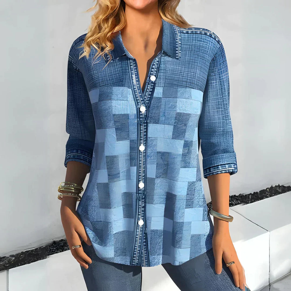 Alyssa™ - Elegant And Breathable Plaid Blouse