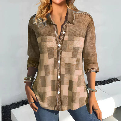 Alyssa™ - Elegant And Breathable Plaid Blouse