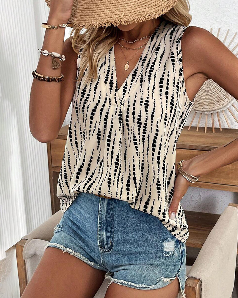 Peyton™ - Sleeveless Casual Printed Blouse