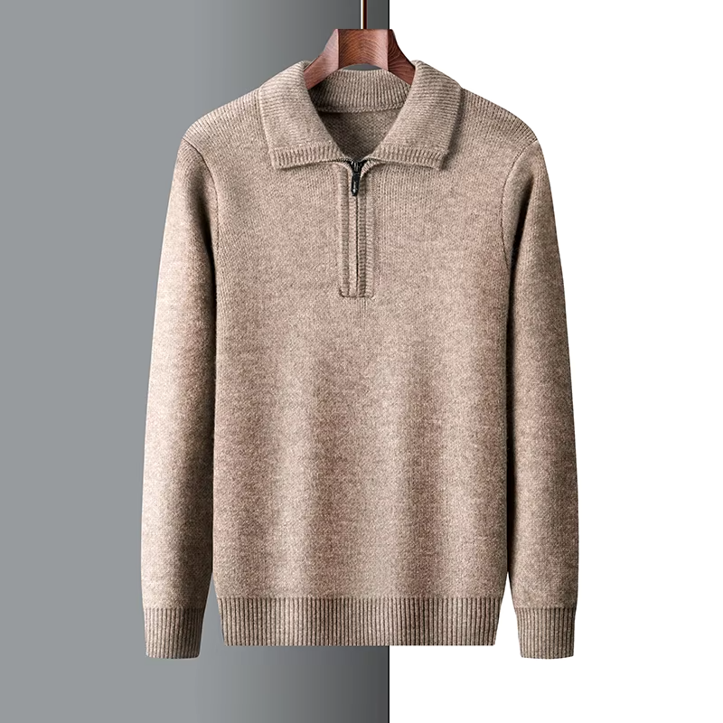 Isaac™ - Soft Warm Cashmere Quarter Zip Sweater