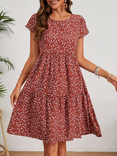 Lily™ - Floral Crew Neck Handmade Dress