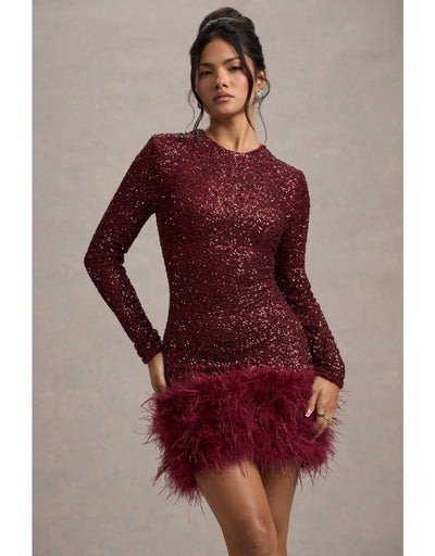 Amelia™ - Modern Sequins Feather Mini Dress
