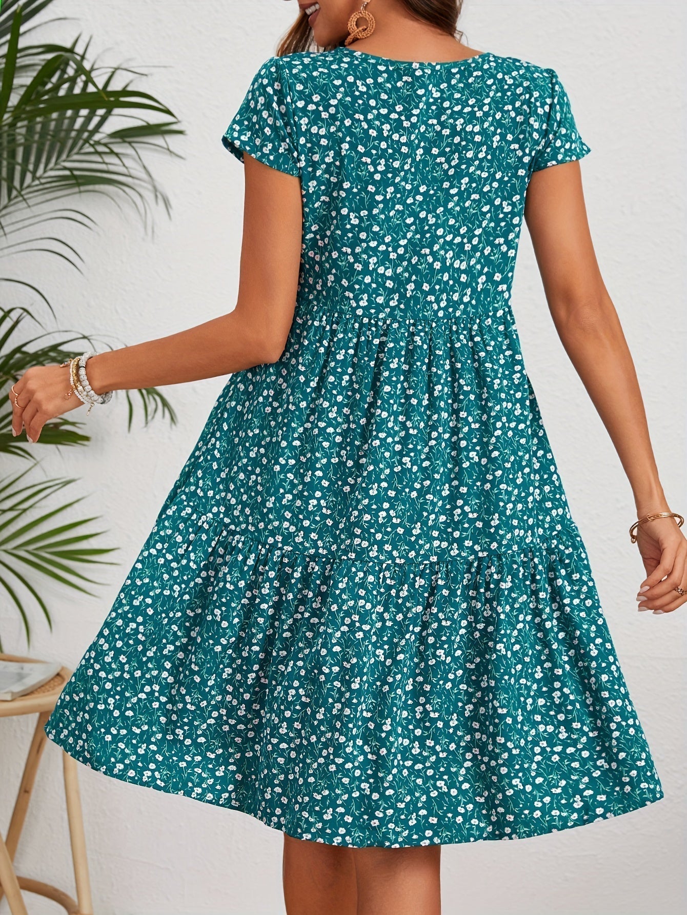 Lily™ - Floral Crew Neck Handmade Dress