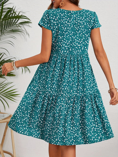 Lily™ - Floral Crew Neck Handmade Dress