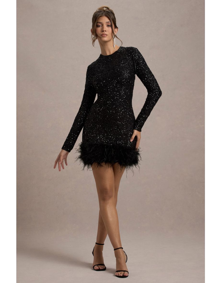 Amelia™ - Modern Sequins Feather Mini Dress