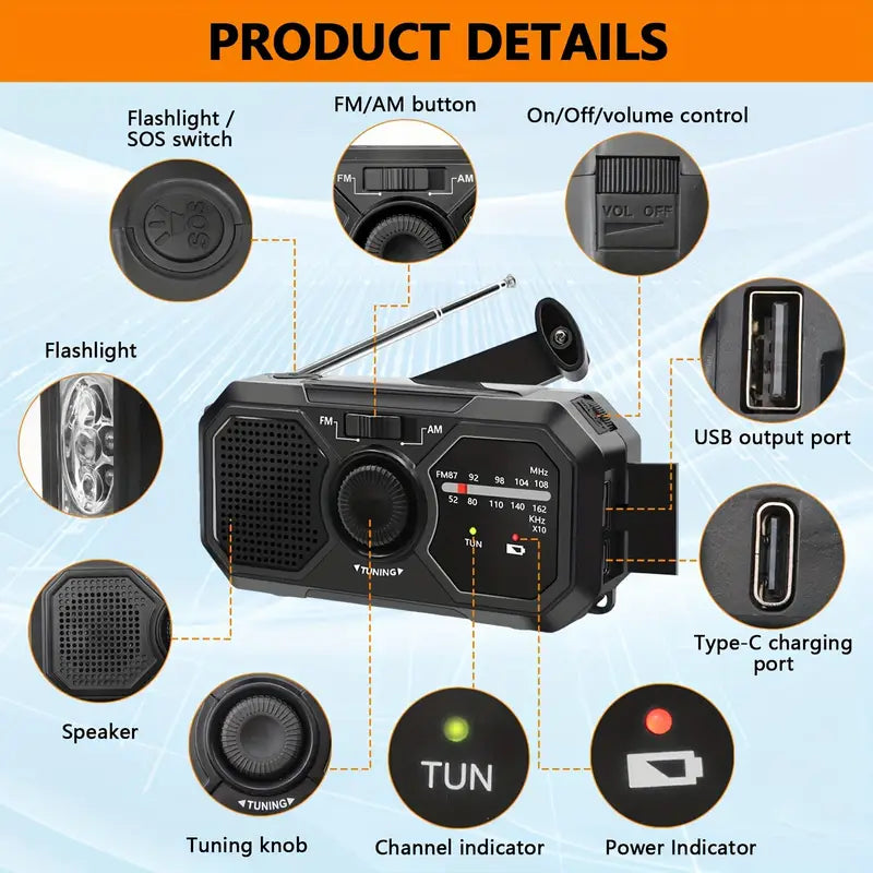 Emergency Radio with AM/FM Radio and Flashlight