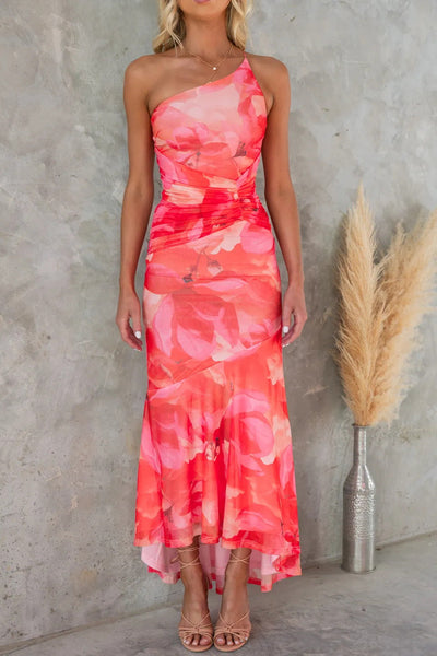 Sophia™ - Ocean Bloom Asymmetric Maxi Dress