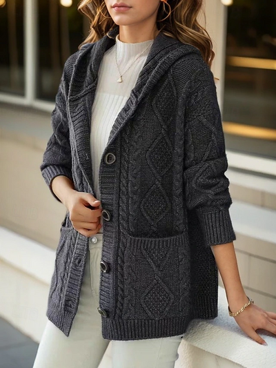 Lina™ - Elegant Diamond Stitch Cardigan