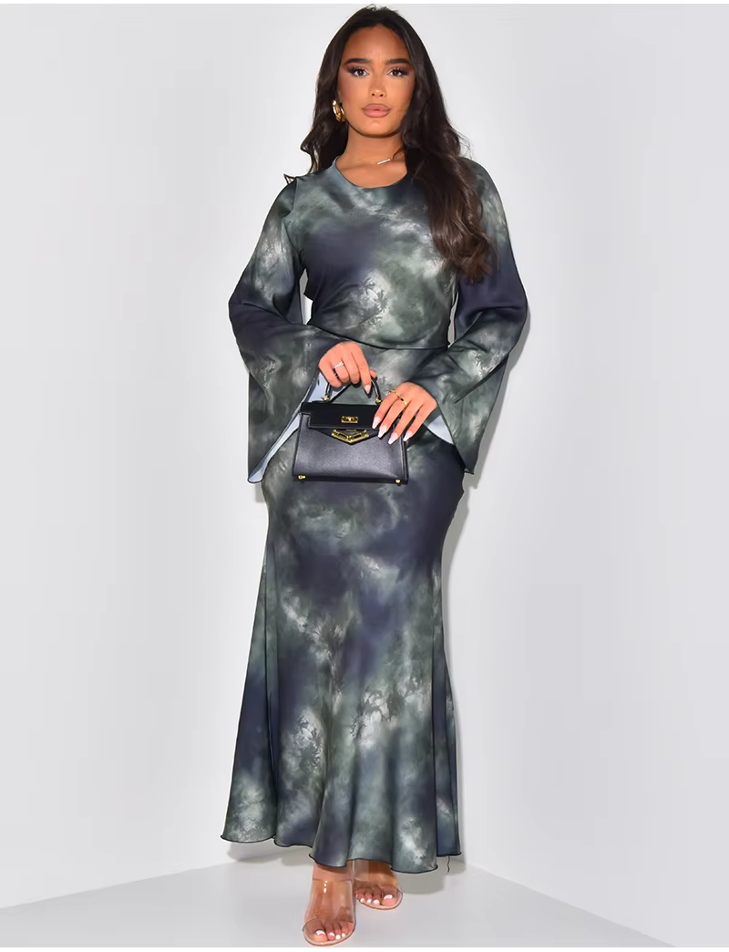 Scarlett™ - Elegant Satin Printed Bandage Maxi Dress