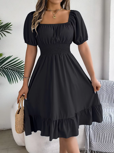 Riley™ - Stylish Short Sleeve V Neck Linen Dress