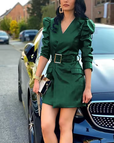 Zoe™ - Stylish V-Neck Slim Fit Dress