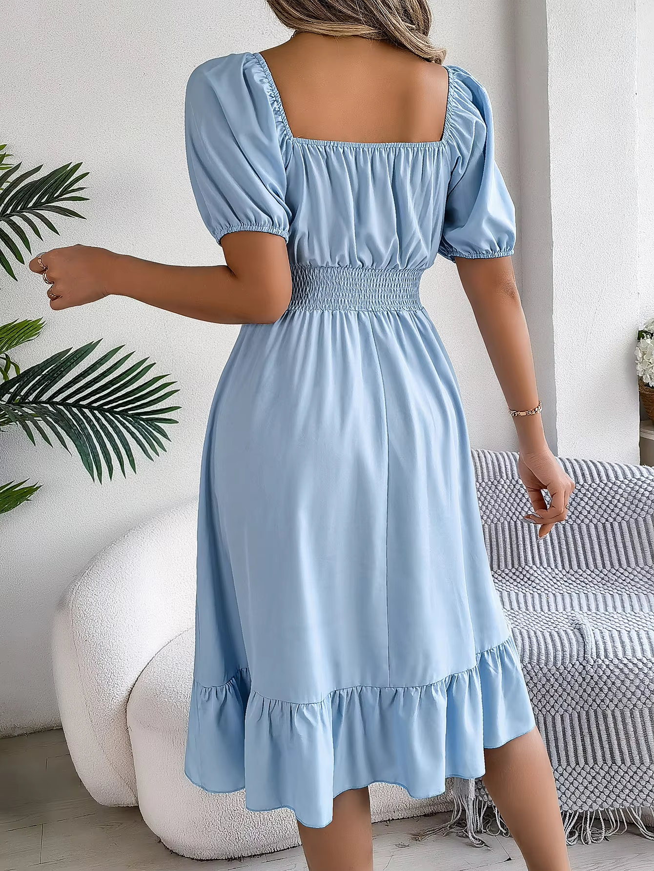 Riley™ - Stylish Short Sleeve V Neck Linen Dress