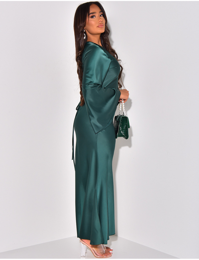 Scarlett™ - Elegant Satin Printed Bandage Maxi Dress