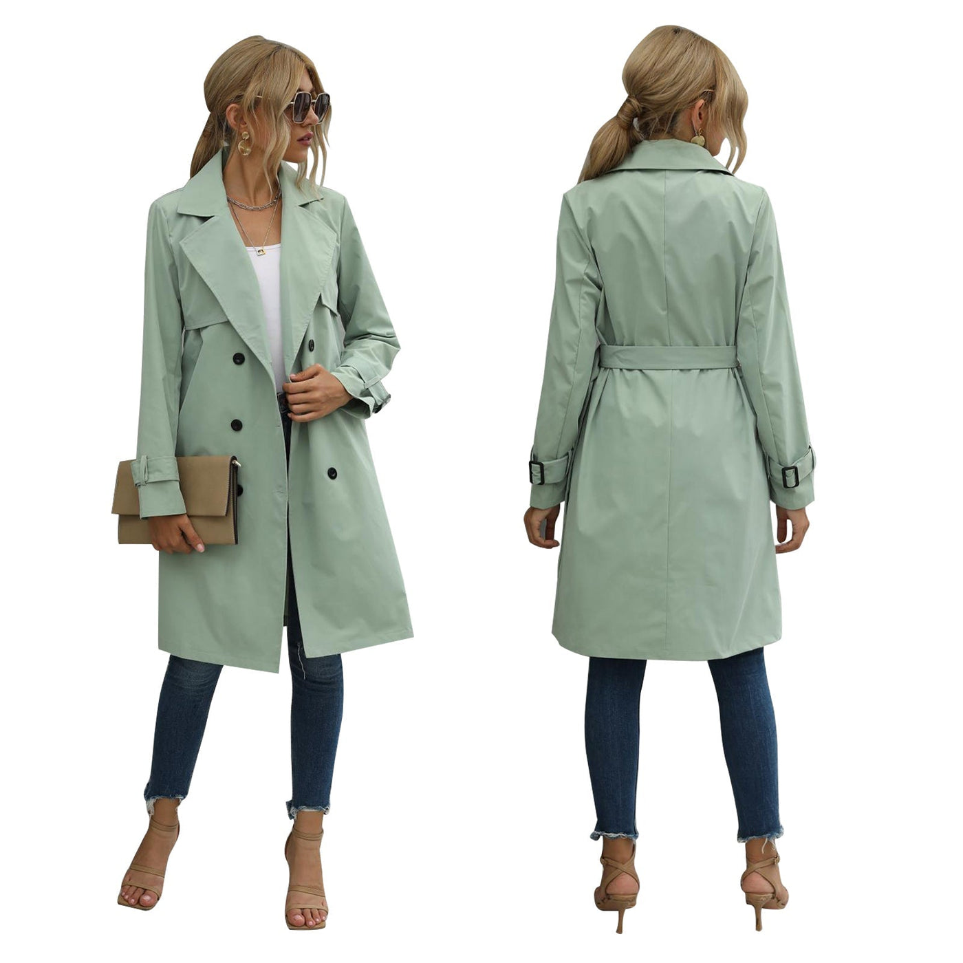 Avery™ - Modern Double-Breasted Windbreaker Coat