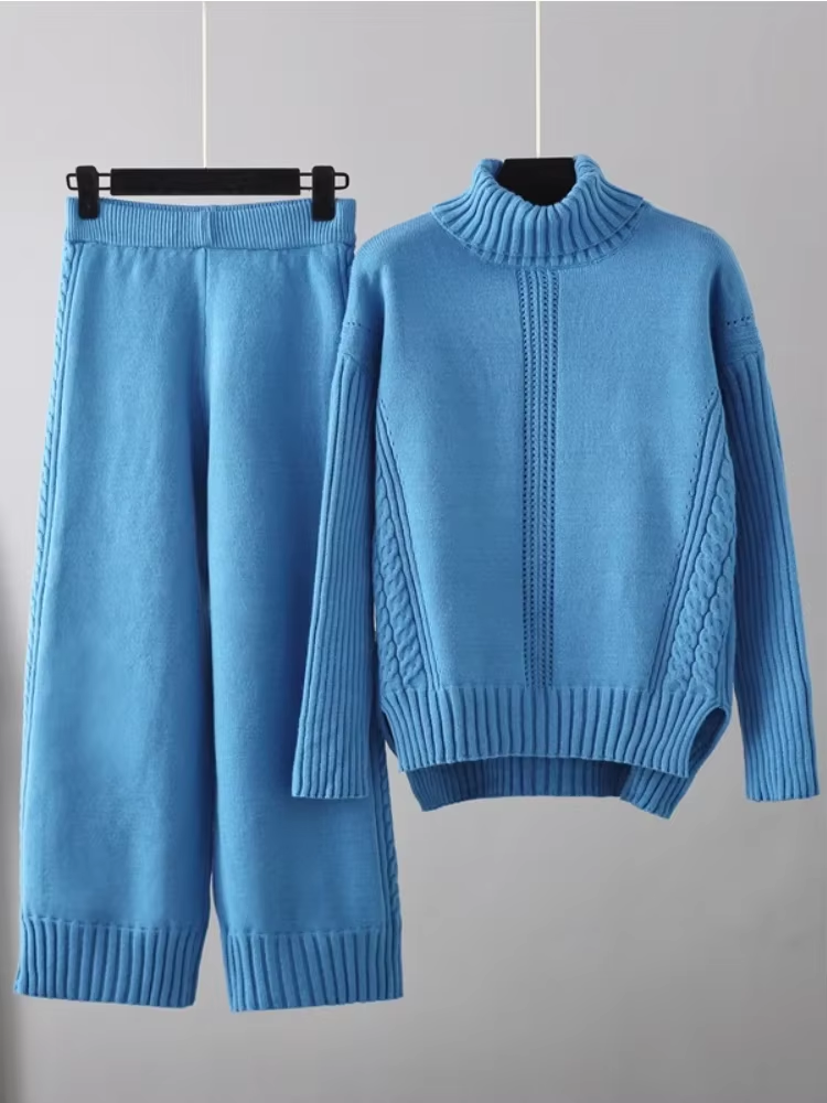 Scarlett™ - Stylish High-neck Pullover Knit Sweater with Loose Pants Set